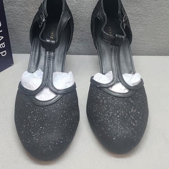 David Tate Fantastic Black Glitter Women's Mary Jane Size 10 M - Picture 3 of 8